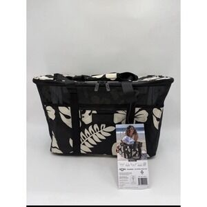 Aloha Collapsable Beach Tote Hawaii Floral Grocery Tote Costco-Black
